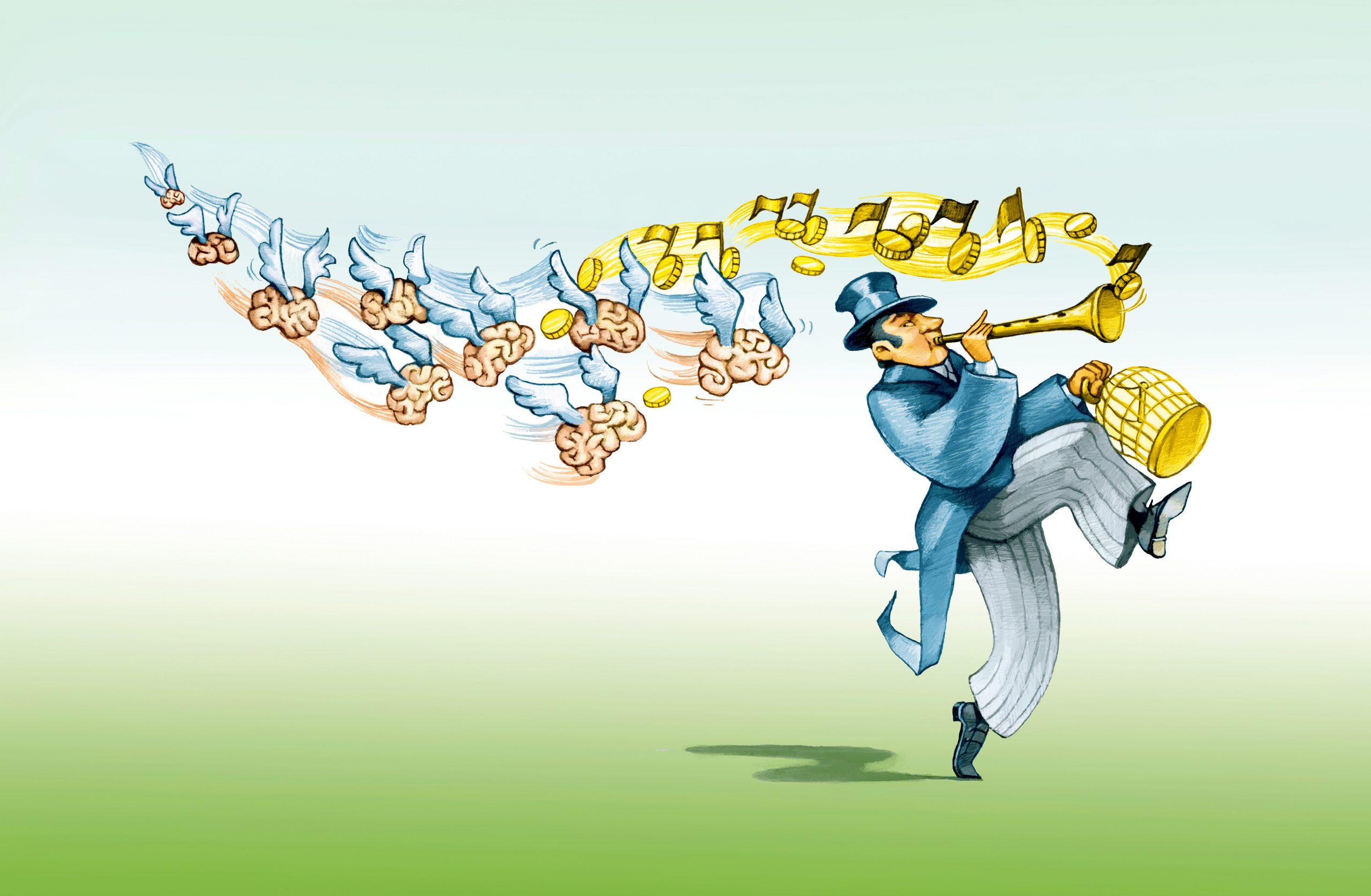 A man playing a trumpet illustration